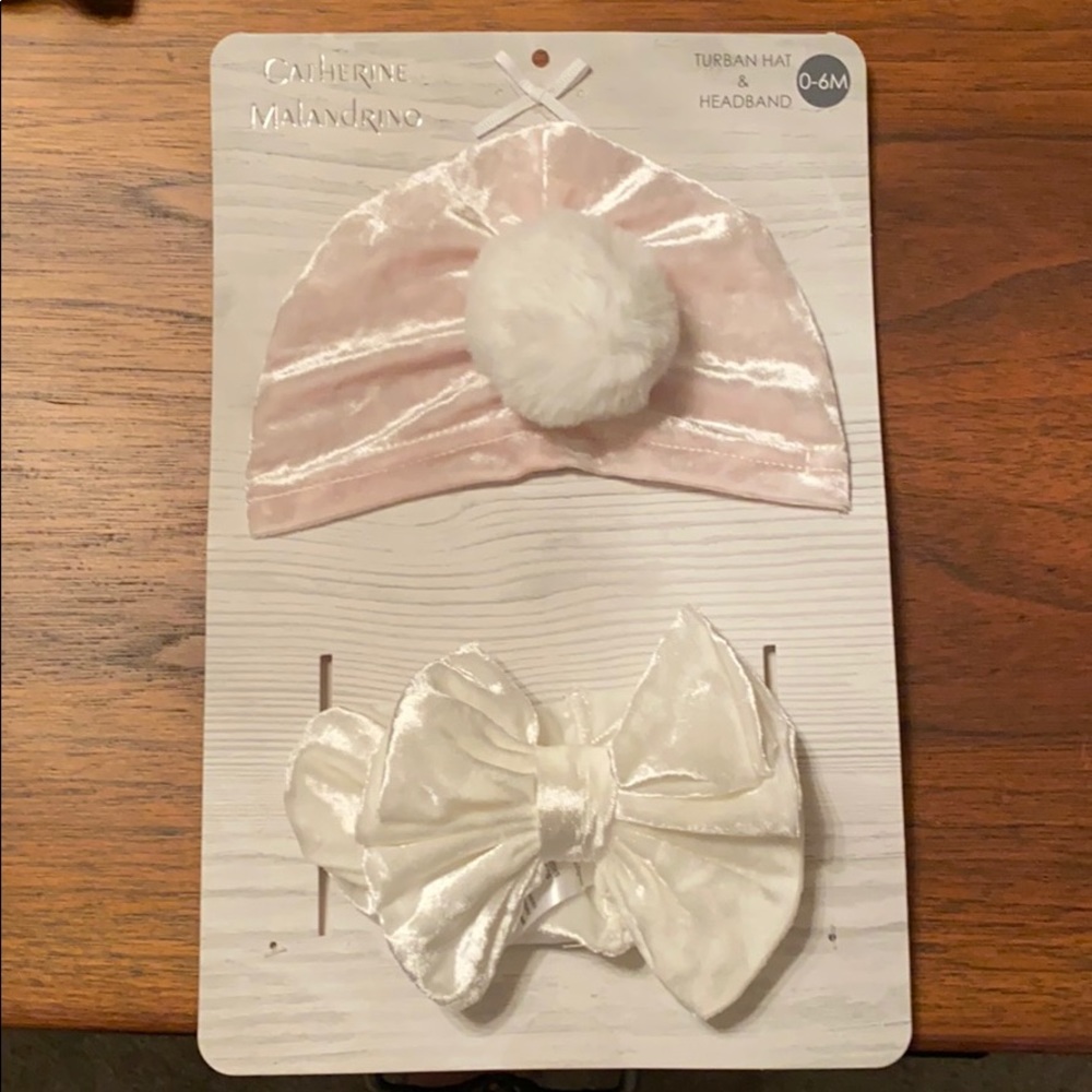 Catherine Malendrino Turban Hat & Headband Bow Set